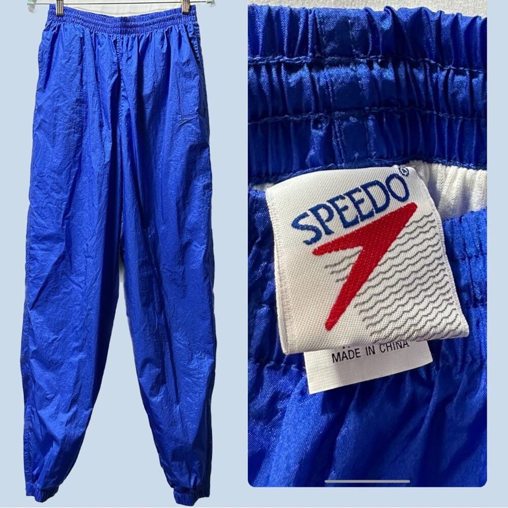 Speedo Vintage Neon Blue Windbreaker Pants Size M